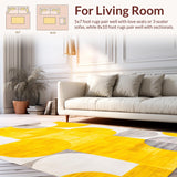 Ultra Soft Area Rug, Non Slip, Stain Resistant, Washable Area Rugs for Living Room, Bedroom, Vibrant Geometric Artistry Expression(Yellow)