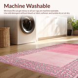 Ultra Soft Area Rug, Non Slip, Stain Resistant, Washable Area Rugs for Living Room, Bedroom, Chic Modern Leopard Aesthetic(Pink)