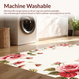 Ultra Soft Area Rug, Non Slip, Stain Resistant, Washable Area Rugs for Living Room, Bedroom, Luxurious Blooming Elegance Theme(White)