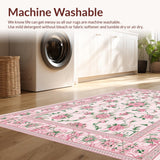 Ultra Soft Area Rug, Non Slip, Stain Resistant, Washable Area Rugs for Living Room, Bedroom, Lively Colorful Garden Aesthetic(Pink)