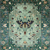 Ultra Soft Area Rug, Non Slip, Stain Resistant, Washable Area Rugs for Living Room, Bedroom, Distinctive Forest Green Insect Motif(Green)