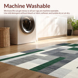 Ultra Soft Area Rug, Non Slip, Stain Resistant, Washable Area Rugs for Living Room, Bedroom, Contemporary Abstract Green Palette(Gray)