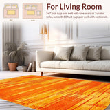Ultra Soft Area Rug, Non Slip, Stain Resistant, Washable Area Rugs for Living Room, Bedroom, Chic Modern Artistic Textured Design(Orange)