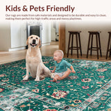 Ultra Soft Area Rug, Non Slip, Stain Resistant, Washable Area Rugs for Living Room, Bedroom, Retro Earth Tones Aesthetic(Green)