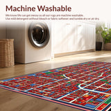 Ultra Soft Area Rug, Non Slip, Stain Resistant, Washable Area Rugs for Living Room, Bedroom, Colorful Town Life Educational Design(Red)
