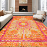 Ultra Soft Area Rug, Non Slip, Stain Resistant, Washable Area Rugs for Living Room, Bedroom, Charming Soft Pastel Circular Art(Orange)