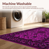 Ultra Soft Area Rug, Non Slip, Stain Resistant, Washable Area Rugs for Living Room, Bedroom, Vintage Scroll Flourish Aesthetic(Purple)