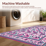 Ultra Soft Area Rug, Non Slip, Stain Resistant, Washable Area Rugs for Living Room, Bedroom, Chic Dark Floral Aesthetic(White)