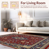 Ultra Soft Area Rug, Non Slip, Stain Resistant, Washable Area Rugs for Living Room, Bedroom, Oriental with High Pile and Inviting(Red)