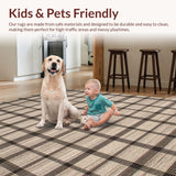 Ultra Soft Area Rug, Non Slip, Stain Resistant, Washable Area Rugs for Living Room, Bedroom, Stylish Plaid Earthy Vibes(Beige)