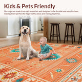 Ultra Soft Area Rug, Non Slip, Stain Resistant, Washable Area Rugs for Living Room, Bedroom, Artistic Medallion Inspired Composition(Orange)