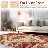Ultra Soft Area Rug, Non Slip, Stain Resistant, Washable Area Rugs for Living Room, Bedroom, Cozy Earth Tone Motif(Red)