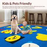 Ultra Soft Area Rug, Non Slip, Stain Resistant, Washable Area Rugs for Living Room, Bedroom, Colorful Educational Animal Motif(Blue)