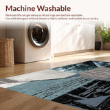 Ultra Soft Area Rug, Non Slip, Stain Resistant, Washable Area Rugs for Living Room, Bedroom, Abstract Gray Geometric Living Room Plush Rug(Blue)