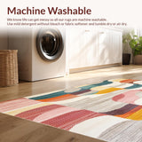 Ultra Soft Area Rug, Non Slip, Stain Resistant, Washable Area Rugs for Living Room, Bedroom, Colorful Beige Abstract Geometric Swirl Area(Yellow)