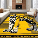 Ultra Soft Area Rug, Non Slip, Stain Resistant, Washable Area Rugs for Living Room, Bedroom, Dynamic Yellow Black Print(Black)
