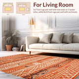 Ultra Soft Area Rug, Non Slip, Stain Resistant, Washable Area Rugs for Living Room, Bedroom, Trendy Ogee Pattern in Rust Hues(Orange)