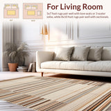 Ultra Soft Area Rug, Non Slip, Stain Resistant, Washable Area Rugs for Living Room, Bedroom, Contemporary Organic Shape Runner(Beige)
