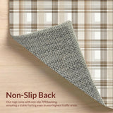 Ultra Soft Area Rug, Non Slip, Stain Resistant, Washable Area Rugs for Living Room, Bedroom, Contemporary Neutral Plaid Area with Beige and Light Brown Toned Squares(Beige)