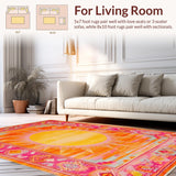 Ultra Soft Area Rug, Non Slip, Stain Resistant, Washable Area Rugs for Living Room, Bedroom, Unique Soft Abstract Rainbow Theme(Orange)