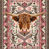 Ultra Soft Area Rug, Non Slip, Stain Resistant, Washable Area Rugs for Living Room, Bedroom, Rustic Floral Highland Cow Design(Brown)