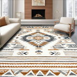 Ultra Soft Area Rug, Non Slip, Stain Resistant, Washable Area Rugs for Living Room, Bedroom, Lively Geometric Fusion Artwork(Beige)