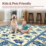 Ultra Soft Area Rug, Non Slip, Stain Resistant, Washable Area Rugs for Living Room, Bedroom, Vibrant Floral for Areas(Ivory)