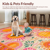 Ultra Soft Area Rug, Non Slip, Stain Resistant, Washable Area Rugs for Living Room, Bedroom, Lively Color-Drenched Artistic Flair(Orange)