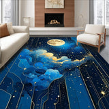 Ultra Soft Area Rug, Non Slip, Stain Resistant, Washable Area Rugs for Living Room, Bedroom, Bold Blue Space-Inspired Motif(Blue)