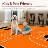 Ultra Soft Area Rug, Non Slip, Stain Resistant, Washable Area Rugs for Living Room, Bedroom, Vibrant Circular Basketball Motif(Orange)