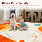 Ultra Soft Area Rug, Non Slip, Stain Resistant, Washable Area Rugs for Living Room, Bedroom, Striking Retro Artistic Expression(Orange)
