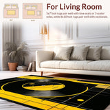 Ultra Soft Area Rug, Non Slip, Stain Resistant, Washable Area Rugs for Living Room, Bedroom, Chic Black and White Patterned Design(Black)