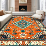 Ultra Soft Area Rug, Non Slip, Stain Resistant, Washable Area Rugs for Living Room, Bedroom, Striking Low Pile Botanical Motif(Orange)