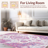 Ultra Soft Area Rug, Non Slip, Stain Resistant, Washable Area Rugs for Living Room, Bedroom, Soft Ivory Pastel Elegance(White)