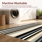 Ultra Soft Area Rug, Non Slip, Stain Resistant, Washable Area Rugs for Living Room, Bedroom, Contemporary Stripe Area Midnight Collection(Black)