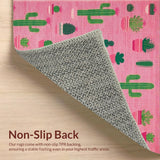 Ultra Soft Area Rug, Non Slip, Stain Resistant, Washable Area Rugs for Living Room, Bedroom, Modern Tropical Greenery Design(Pink)