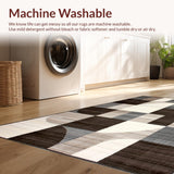 Ultra Soft Area Rug, Non Slip, Stain Resistant, Washable Area Rugs for Living Room, Bedroom, Sophisticated Linear Geometry Composition(Beige)