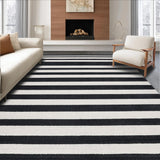 Ultra Soft Area Rug, Non Slip, Stain Resistant, Washable Area Rugs for Living Room, Bedroom, Retro Black & White Striped Rug: Modern Geometric Area Rug(Black)