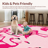 Ultra Soft Area Rug, Non Slip, Stain Resistant, Washable Area Rugs for Living Room, Bedroom, Adorable Youthful Floral Style(Pink)