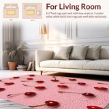 Ultra Soft Area Rug, Non Slip, Stain Resistant, Washable Area Rugs for Living Room, Bedroom, Cherry Fruit Fluffy Shower Mat for Bathtub(Pink)