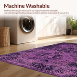 Ultra Soft Area Rug, Non Slip, Stain Resistant, Washable Area Rugs for Living Room, Bedroom, Stylish Transitional Symmetrical Elements(Purple)