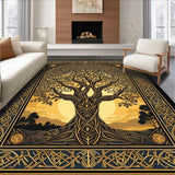 Ultra Soft Area Rug, Non Slip, Stain Resistant, Washable Area Rugs for Living Room, Bedroom, Chic Natural Patterned Appeal(Gold)