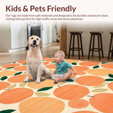 Ultra Soft Area Rug, Non Slip, Stain Resistant, Washable Area Rugs for Living Room, Bedroom, Stylish Tropical Peach Color Palette(Orange)