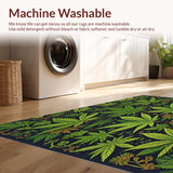 Ultra Soft Area Rug, Non Slip, Stain Resistant, Washable Area Rugs for Living Room, Bedroom, Humorous Stoner Decor Area Rug Cannabis Leaf Design Carpet for Front Door(Green)
