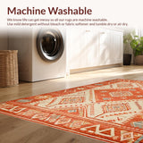 Ultra Soft Area Rug, Non Slip, Stain Resistant, Washable Area Rugs for Living Room, Bedroom, Elegant Vintage Patterned Accent(Red)