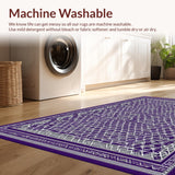 Ultra Soft Area Rug, Non Slip, Stain Resistant, Washable Area Rugs for Living Room, Bedroom, Unique Trellis-Inspired Color Palette(Purple)