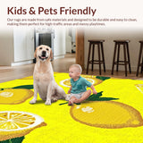 Ultra Soft Area Rug, Non Slip, Stain Resistant, Washable Area Rugs for Living Room, Bedroom, Bright Tropical Fruit Theme(Yellow)