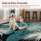 Ultra Soft Area Rug, Non Slip, Stain Resistant, Washable Area Rugs for Living Room, Bedroom, Modern Abstract Botanical Fusion(Blue)