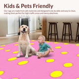 Ultra Soft Area Rug, Non Slip, Stain Resistant, Washable Area Rugs for Living Room, Bedroom, Contemporary Cheerful Phrase Design(Pink)