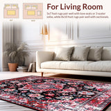 Ultra Soft Area Rug, Non Slip, Stain Resistant, Washable Area Rugs for Living Room, Bedroom, Contemporary Subtle Patterned Elegance(Red)